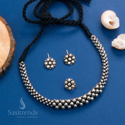 Latest Kolhapuri Oxidized German Silver Necklace Set with Earrings ...
