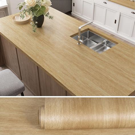 VEELIKE Gold Oak Wood Contact Paper Peel and Stick Waterproof Wood ...