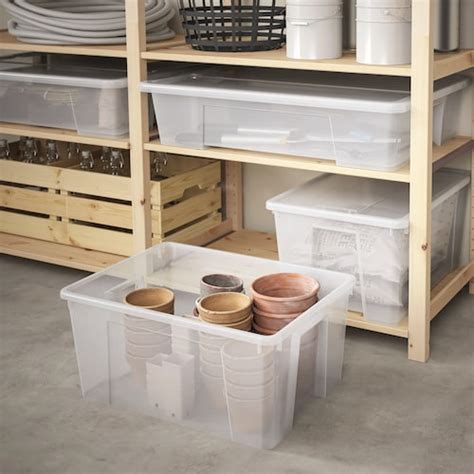SAMLA box, transparent, 56x39x28 cm/45 l (22x15 ¼x11"/12 gallon) - IKEA