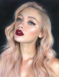 Image result for Dark Red Lipstick Makeup Looks