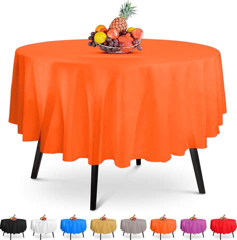 Amazon.com: 14 Pack Premium Round Orange Plastic Tablecloth - 84 x 84 ...