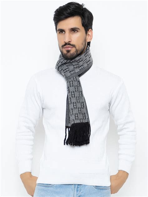 Woolen Rectangle Design Muffler- Light Grey | Amoldo – AMOLDO Fashion