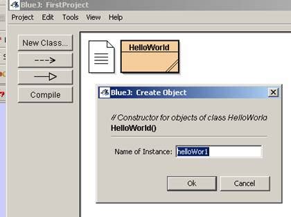 Create an Java Object and Run Method BlueJ 的图像结果