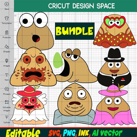 Buy Editable Pou SVG, Creepy Pou PNG, Vinyl Sticker to Print, Pou ...