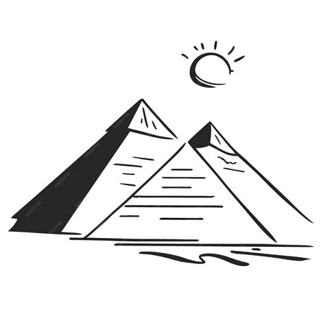 Premium Vector | Egyptian pyramids vector illustration doodle line art
