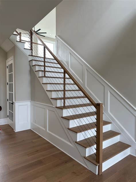 Notched Oak Newel Post With Groove: Modern Farmhouse Stair Railing ...