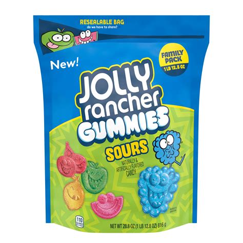 JOLLY RANCHER, Assorted Fruit Flavored Sours Gummy Candy, Resealable ...