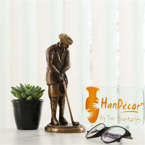 Buy Golfer Figurine Golden Brass Showpiece Online at Best Price