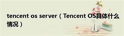 tencent os server（Tencent OS具体什么情况）_公会界