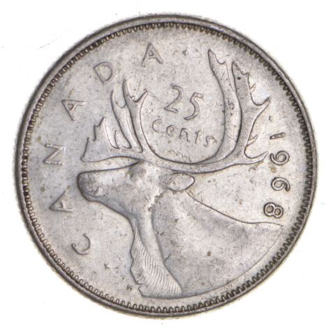 SILVER - Roughly the Size of a Quarter 1968 Canada 25 Cents - World ...