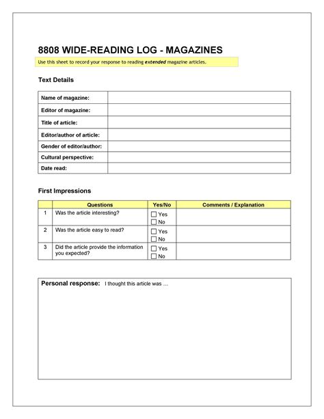 47 Printable Reading Log Templates for Kids, Middle School & Adults