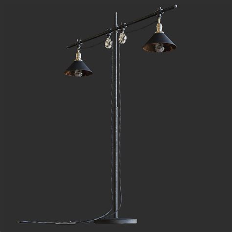 Double Industrial Style Floor Lamp - 3D Model by fusemesh