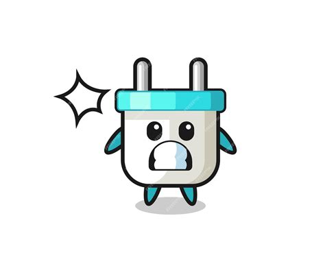 Electric plug character cartoon with shocked gesture | Premium Vector