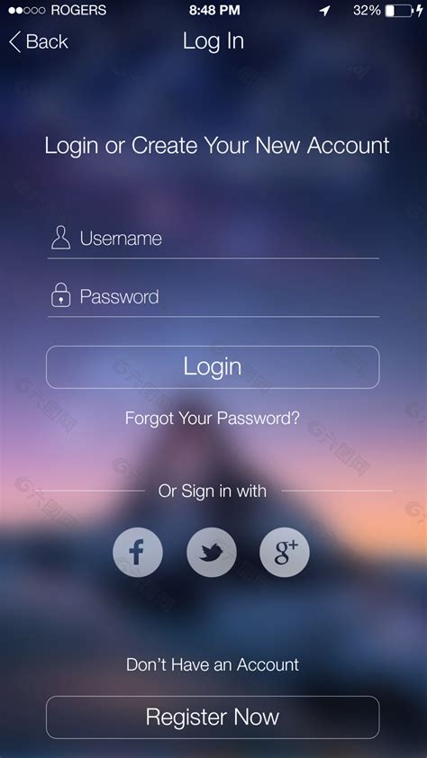 紫色星空背景app登录页ui界面设计移动端手机网页psd素材下载_懒人模板