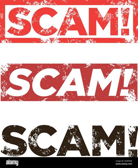 Set of three of Scam grunge red stamps. Scam square vector sign label ...