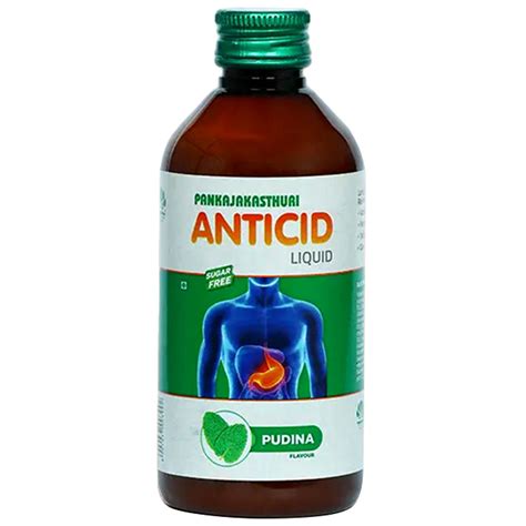 Buy Pankajakasthuri Antacid Sugar Free Pudina Flavour Liquid, 100 ml ...