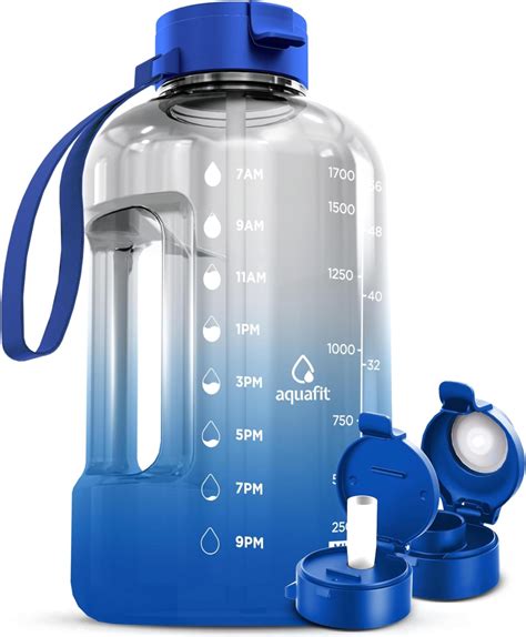 Amazon.com: AQUAFIT 2 Pack - Half Gallon Water Bottle With Time Marker ...