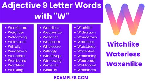 450+ 9 Letter Words with W, Meaning, Word