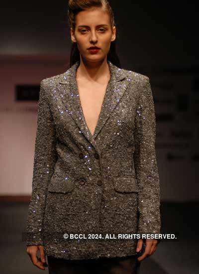 A model presents a creation by designer Atsu during Day 4 of Delhi ...