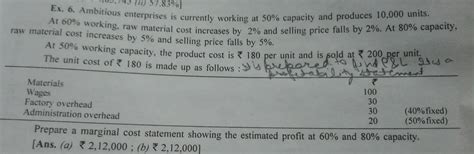 prepare marginal cost statement - Brainly.in