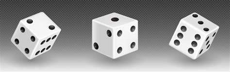 Dés réalistes isolés 3d blancs pour l'icône vectorielle de jeu de ...