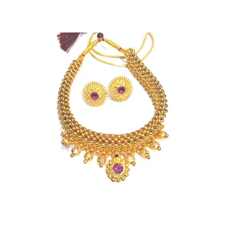 Buy SB traditional Maharashtrian jewellery's Moti Pearl Broad Gold ...