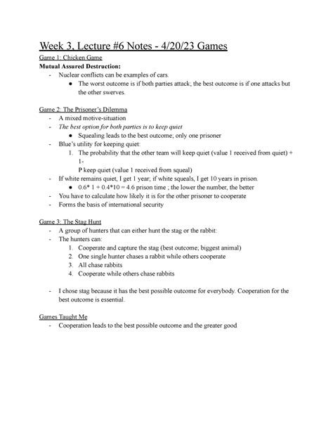 Poli Sci 7 Week 3 Lecture 6 Notes - Week 3, Lecture #6 Notes - 4/20/23 ...