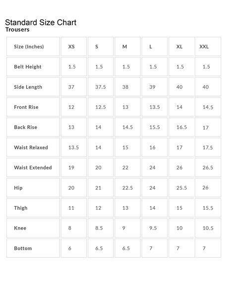 Trouser Size Chart - Best Indian Clothing for Women | PinkPhulkari ...