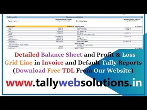 (Free) TDL Source Code of Detailed Balance Sheet & Profit & Loss with ...