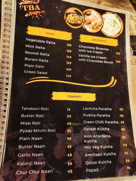 Menu at The Badnaam Adda TBA Pure Veg Best Restaurant in Greater Noida ...