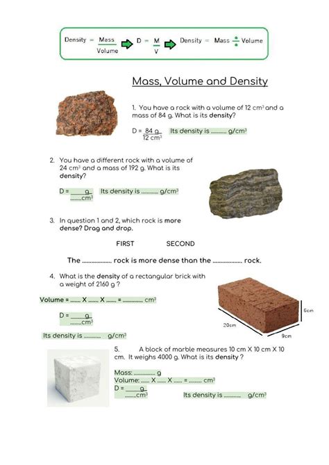 Density Worksheet PDF 的图像结果