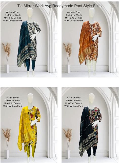 Tie Mirror Work Ayg Vetican Readymade Pant Style Suits Exporter Ahmeda ...