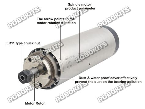 CNC Spindle 800W ER11 Air Cooled 220V 24000RPM Quad Bearing 65mm CNC ...