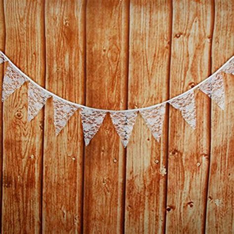 INFEI Small Gardenia Flower White Lace Fabric Flags Bunting Banner ...