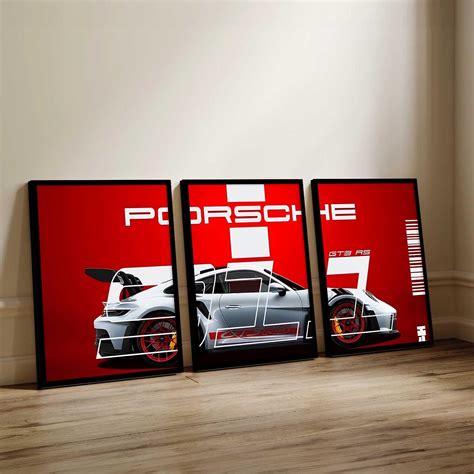 walllane Big Porsche 911 GT3 Cars Framed Posters Gift Items for Boys ...