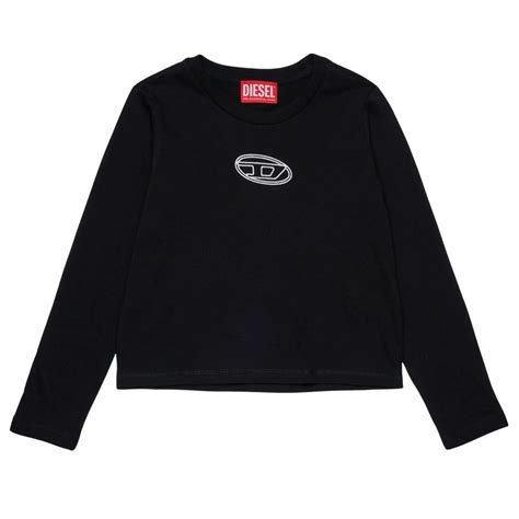 Diesel – Girls Black Logo-Embroidered T-shirt – Little Tags Luxury