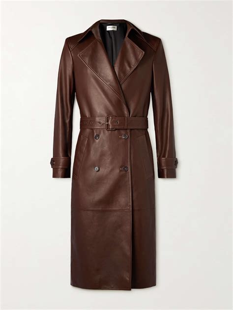 Brown Leather Trench Coat Men
