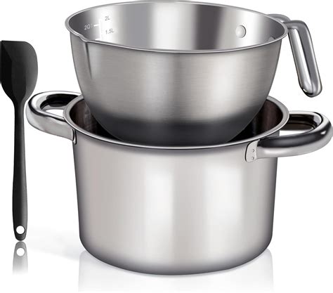 Amazon.com: Marsheepy Double Boiler Pot Set,2000ML/1.8QT Mixing Bowl ...