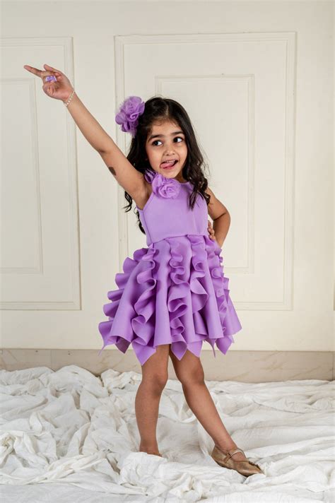 Pre-Order: Lilac Scuba Frill Dress– Peony Kids Couture