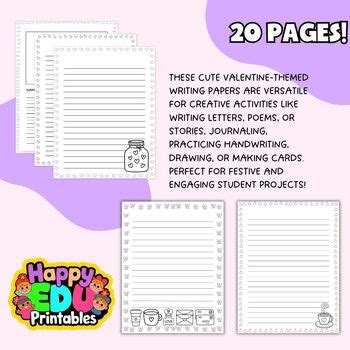 Valentine's Day Writing Papers With Lines Templates | Lined Writing Papers