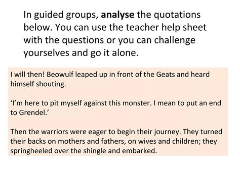 Year 7 - Beowulf - Storyboarding and analysis | PPT