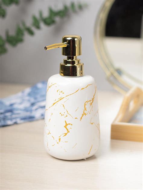 Off White Ceramic Liquid Soap Dispenser - Stone Finish, Bath ...