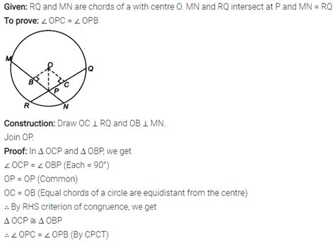 Prove that the line joining the point of intersection to the centre ...