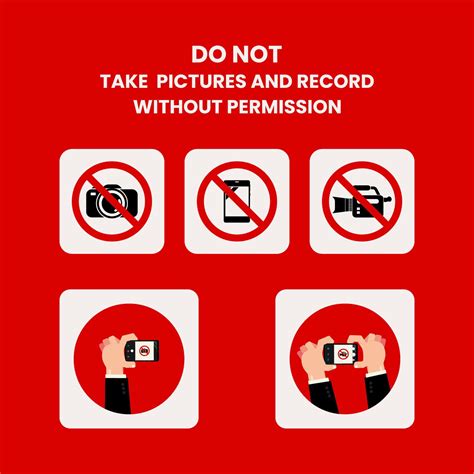 Do not take pictures and record without permission sign and symbol ...
