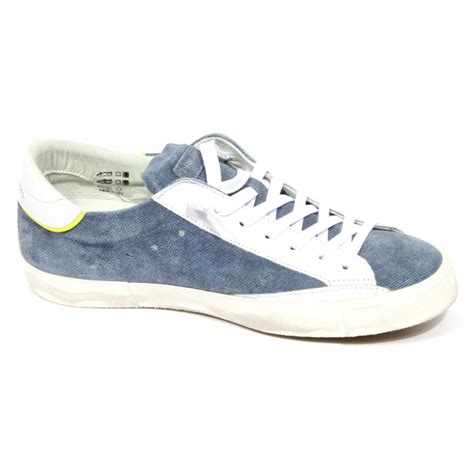G5766 sneaker uomo PHILIPPE MODEL PRSX LOW blue denim shoe men