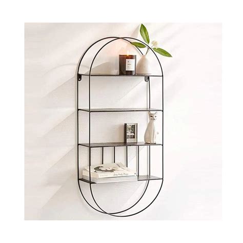 Anasay Wrought Iron Wall Shelf, 4 Tier Oval Vintage Floating Shelves D