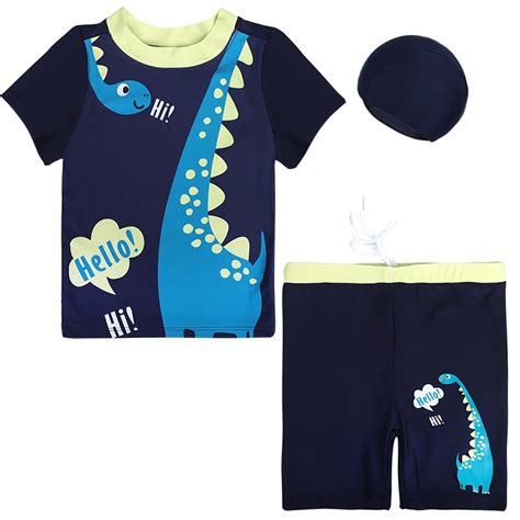 RUTAYY Toddler Boy Swimsuit 3PCS Boys Swim Set Short Sleeve Boys Swim ...