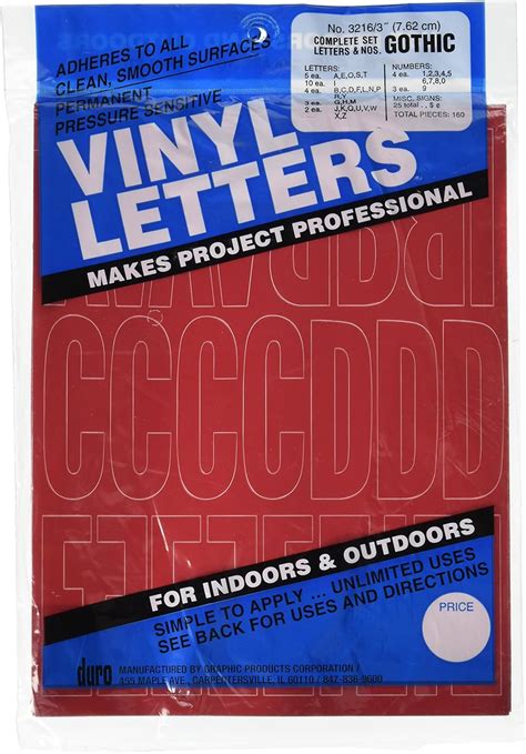 Duro Decal 3-inch Gothic Red Vinyl Letters & Numbers: Permanent India ...