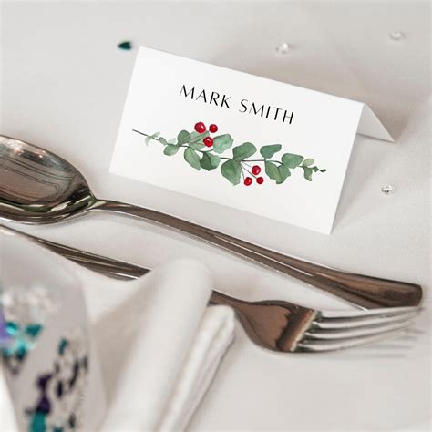Christmas Place Card Template: Winter Wedding Seating (instant Download ...