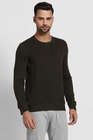 Buy Men Green Solid Crew Neck Sweatshirt Online - 668494 | Van Heusen